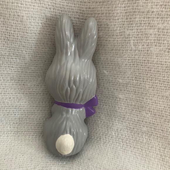 Ceramic Bunny Handpainted 5.5” Gray Pink Purple Easter Spring - Picture 2 of 10